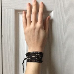 Chan Luu Leather & SP Beaded Wrap Bracelet